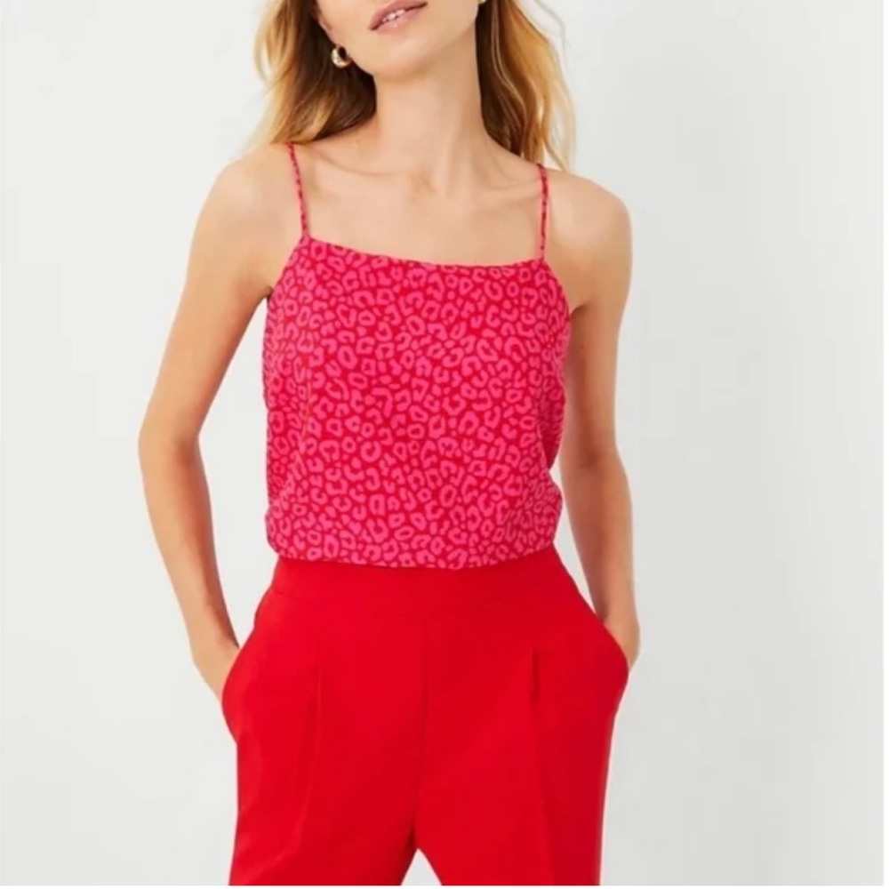 NWT Ann Taylor Pink Red Leopard Cheetah Print Tank XXL